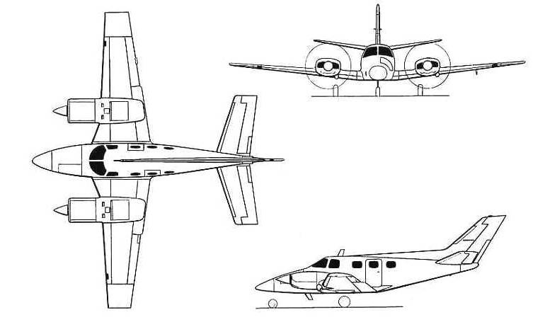 BEECH 60 Duke BE60 3D view