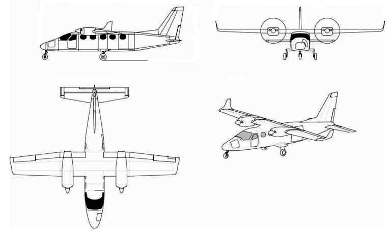 TECNAM P-2012 Traveller P212 3D view